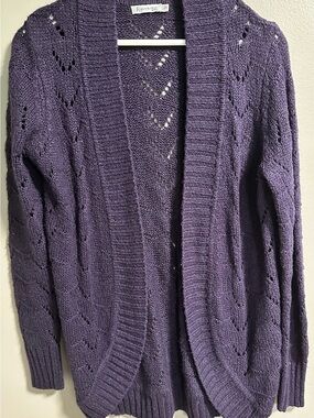 Revolution by Ricki’s Open-Front Knit Cardigan in Deep Purple Size Large